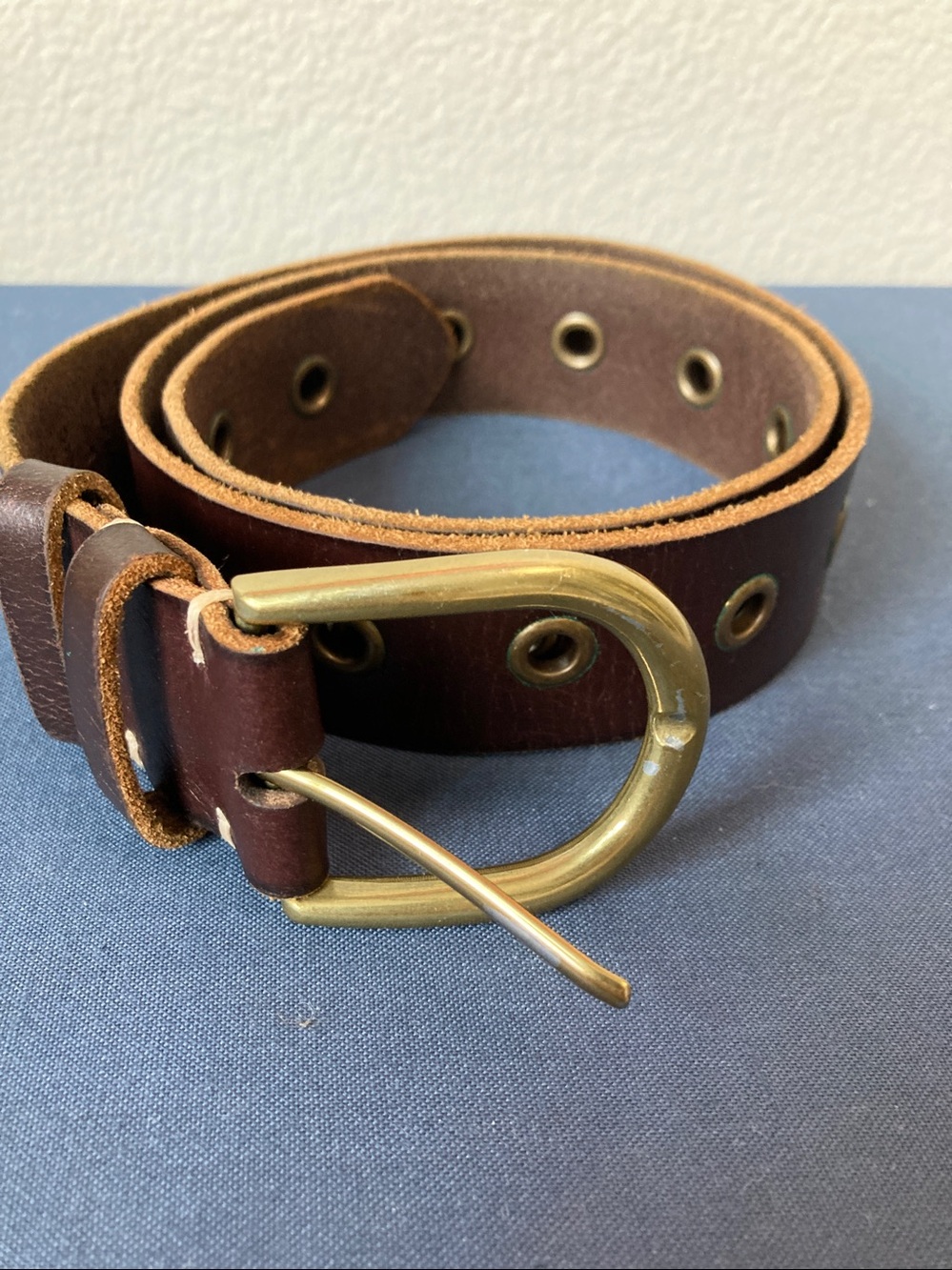 Frye leather grommet belt boho sz Small